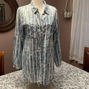 Soft Surroundings Tie-Dye Oversized Lightweight Button-Up Shirt Size Medium